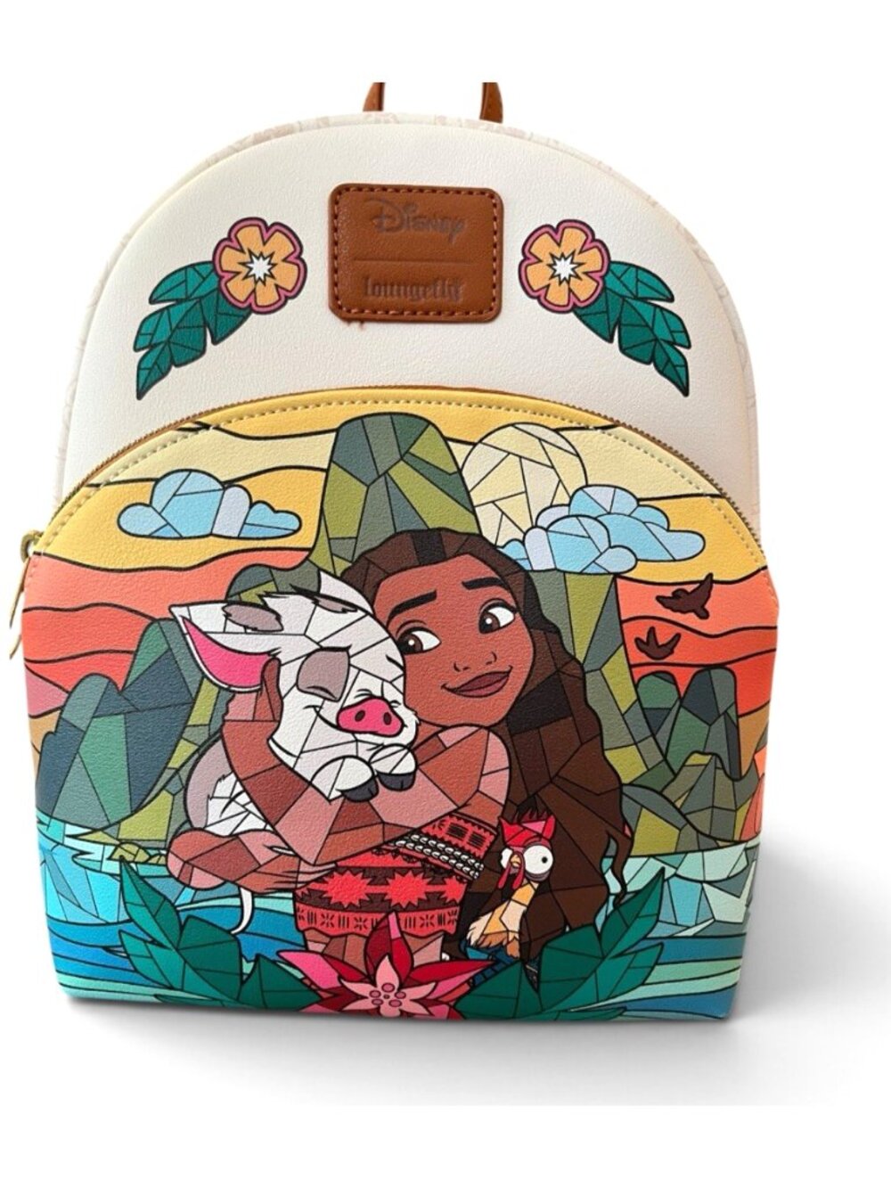 Loungefly Disney Moana & Friends Stained Glass Mini Backpack Hei Hei Pua NWT